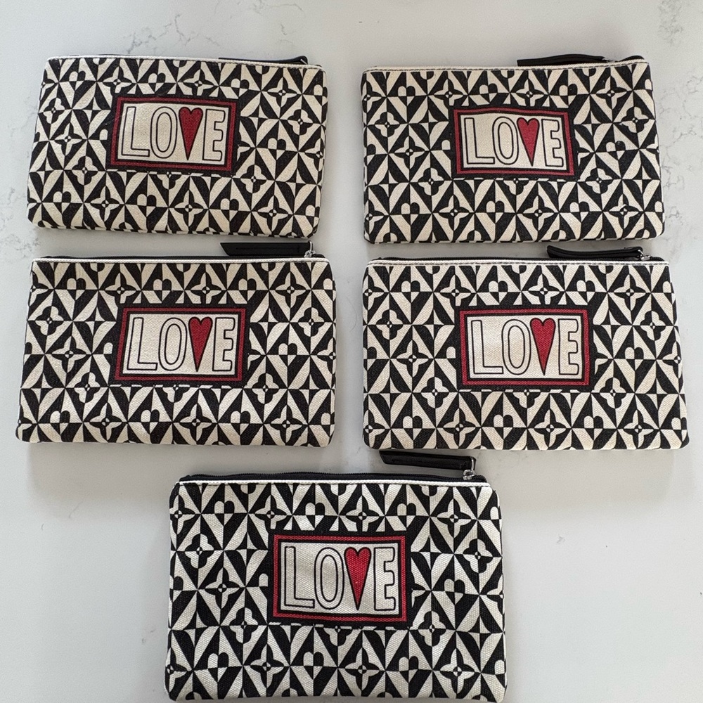 Brighton LOVE Black & White Patterned Zip Pouch (Set of 5) excellent condition
